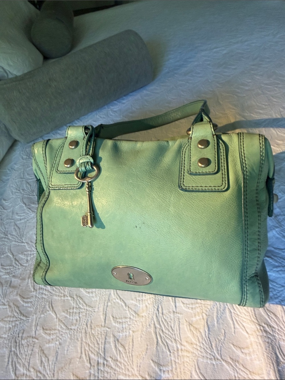 Fossil Seafoam Green Leather Shoulder Bag